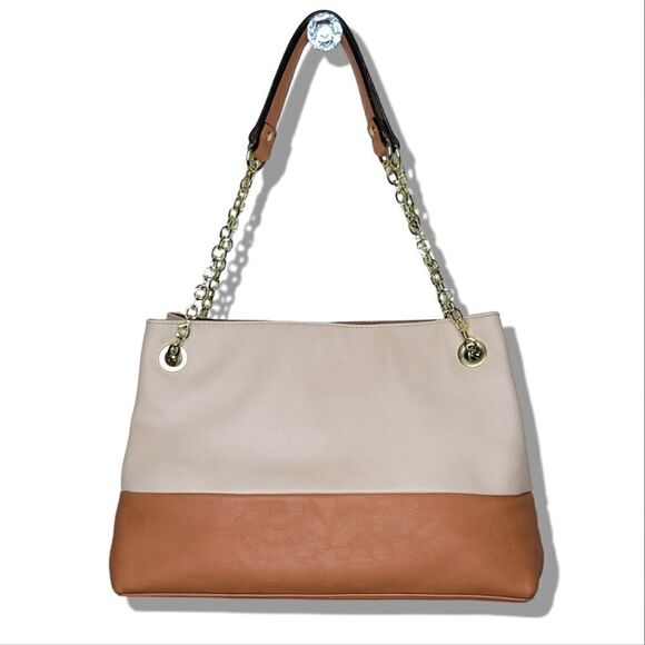 Gold Chain Two-Tone Convertible Shoulder Bag & Cross Body Purse - Picture 1 of 8